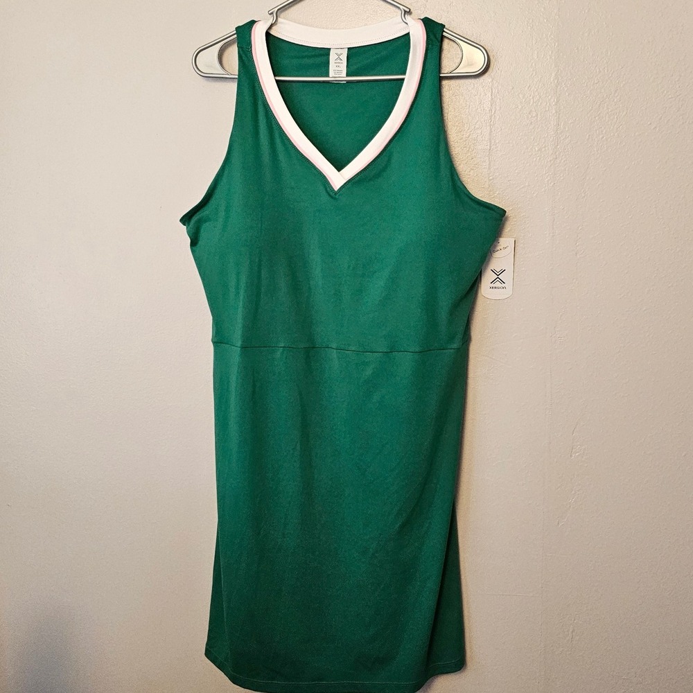 Xersion EverUltra-Lite Dress XXL Green Shady Glade White V-Neck Athletic 373525 - Picture 11 of 11
